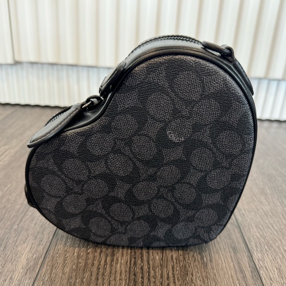 Coach Black Collection Coated Canvas Signature Heart Crossbody - Picture 3 of 8
